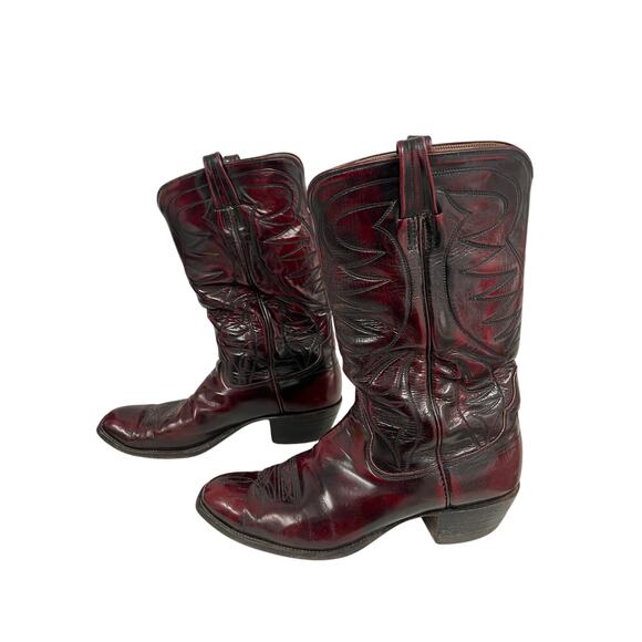 R.J. Foley Vintage Cowboy Boots Men’s 10.5D Burgundy Leather Handmade USA - Picture 3 of 12